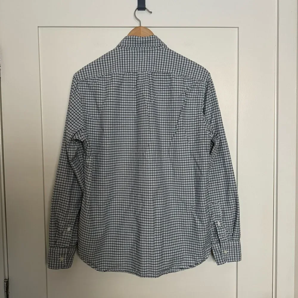 J Crew Oxford Shirt Mens Sz M Gingham Slim Fit 100% Cotton Preppy Office Career
